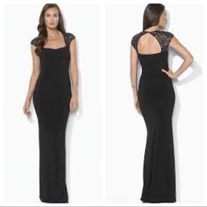 Ralph Lauren Evening Sequined Cap Sleeve Dress